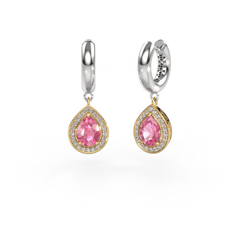 Oorhangers Barbar 1 585 goud roze saffier 7x5 mm