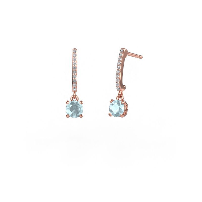 Pendants d'oreilles Tanja 1 585 or rose aigue-marine 5 mm
