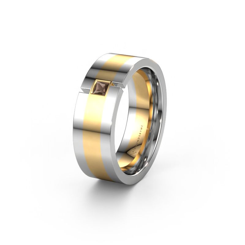 Wedding ring WH2042P 585 gold smokey quartz ±7x2.4 mm