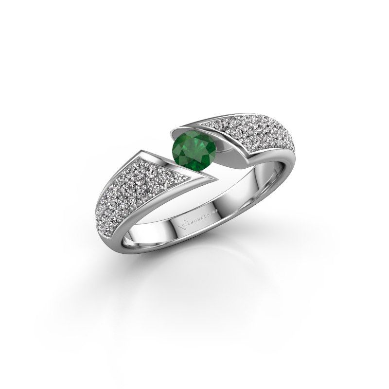 Image of Ring Hojalien 3<br/>585 white gold<br/>Emerald 4 mm