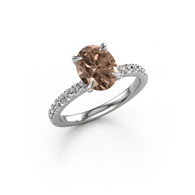 Engagement ring Crystal OVL 2 950 platinum brown diamond 2.08 crt