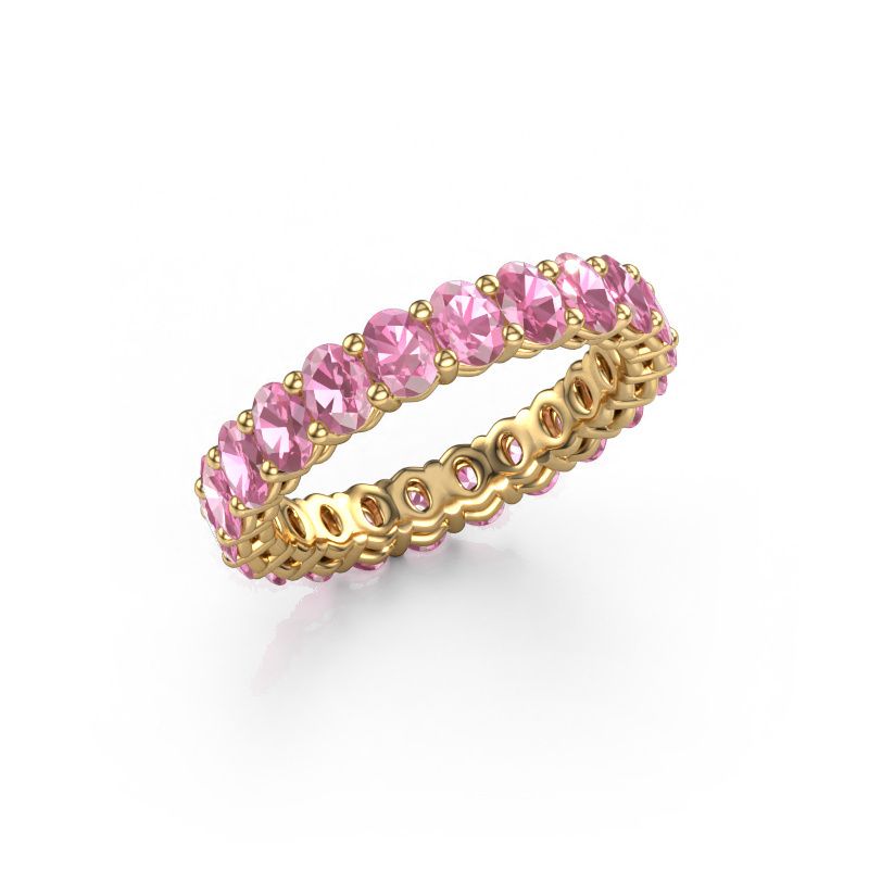 Stackable ring Heddy OVL 3x4 585 gold pink sapphire 4x3 mm