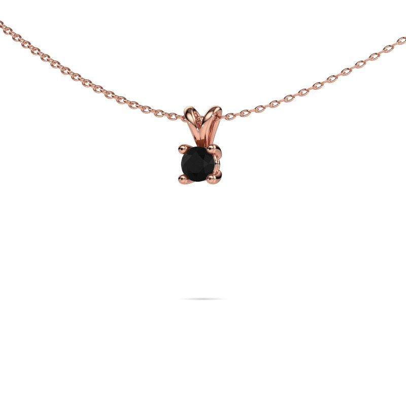 Image of Necklace Sam round 585 rose gold black diamond 0.36 crt