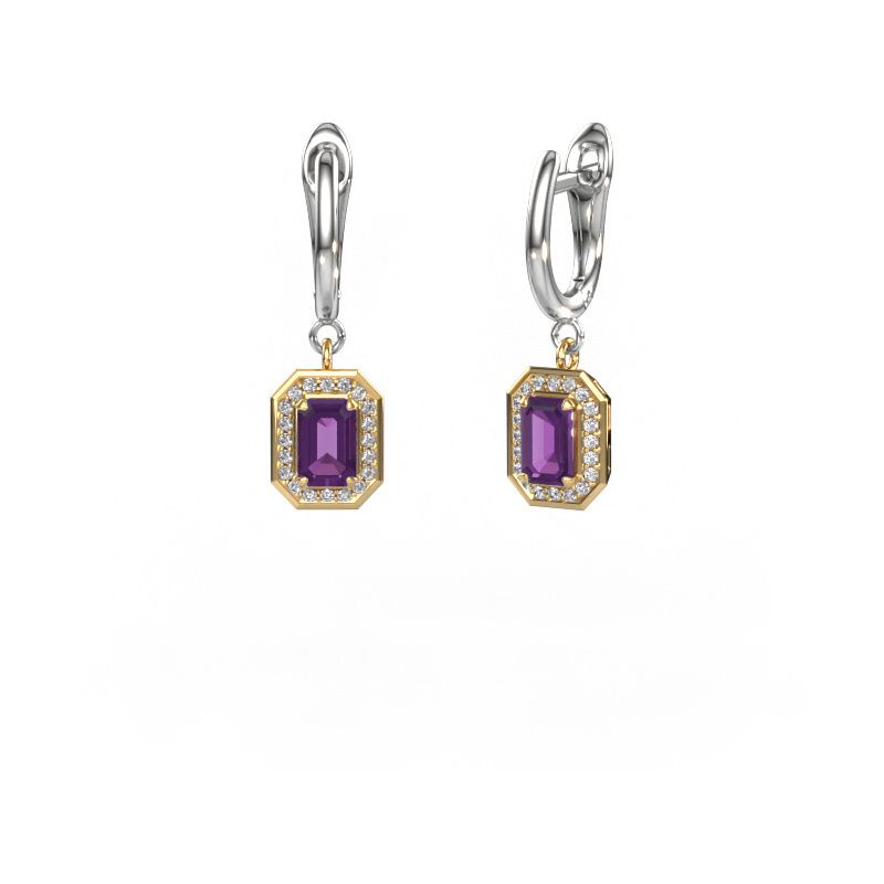 Pendants d'oreilles Dodie 1 585 or jaune améthyste 6x4 mm