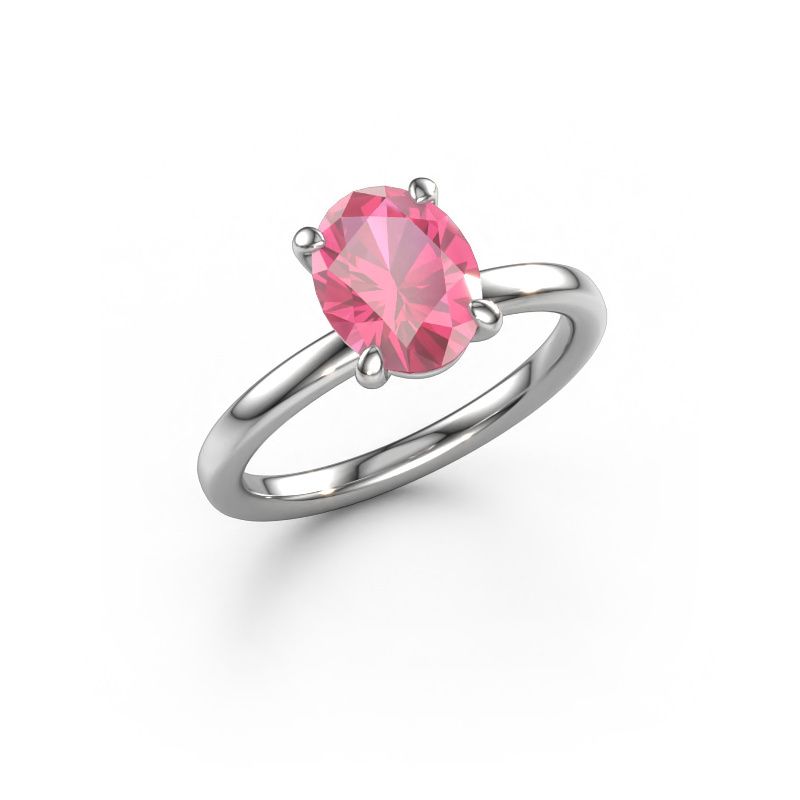 Engagement ring Simone OVL 1 585 white gold pink sapphire 9x7 mm