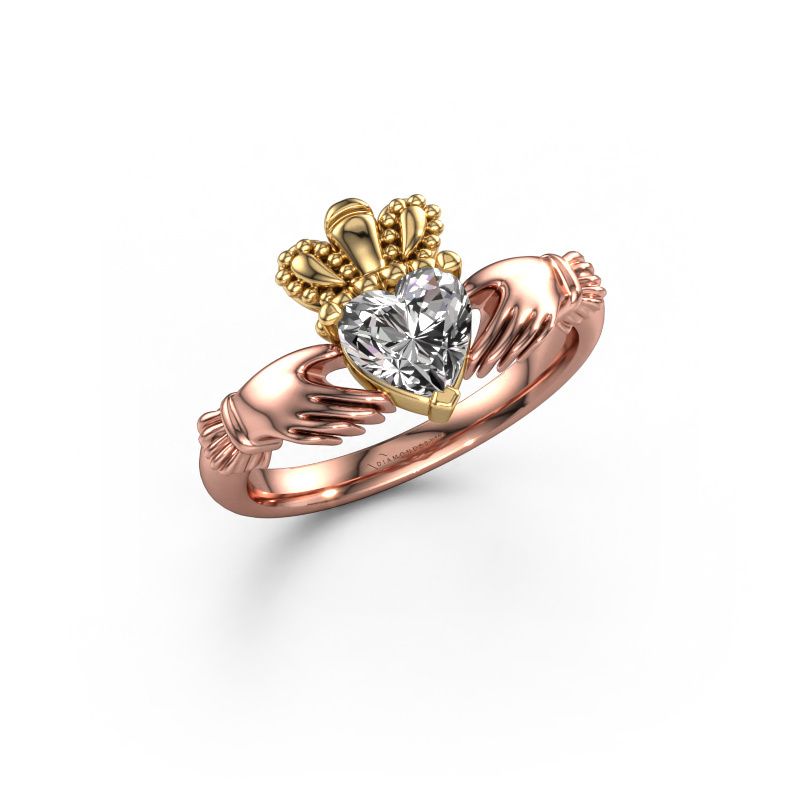 Ring Claddagh 2 585 rose gold lab grown diamond 0.80 crt