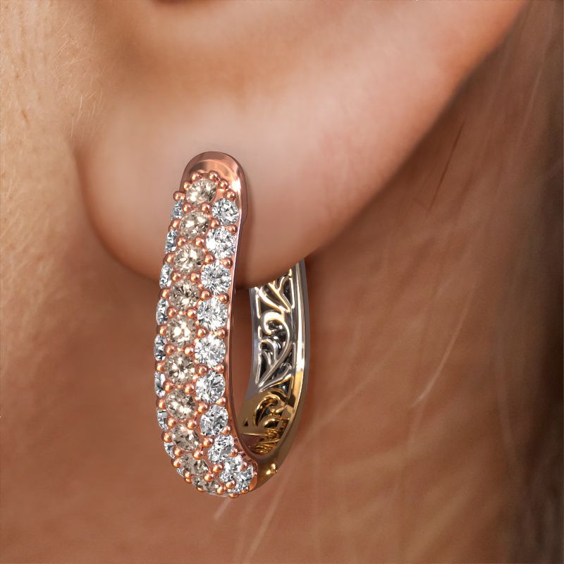Image of Hoop earrings Danika 10.5 A 585 rose gold brown diamond 1.22 crt