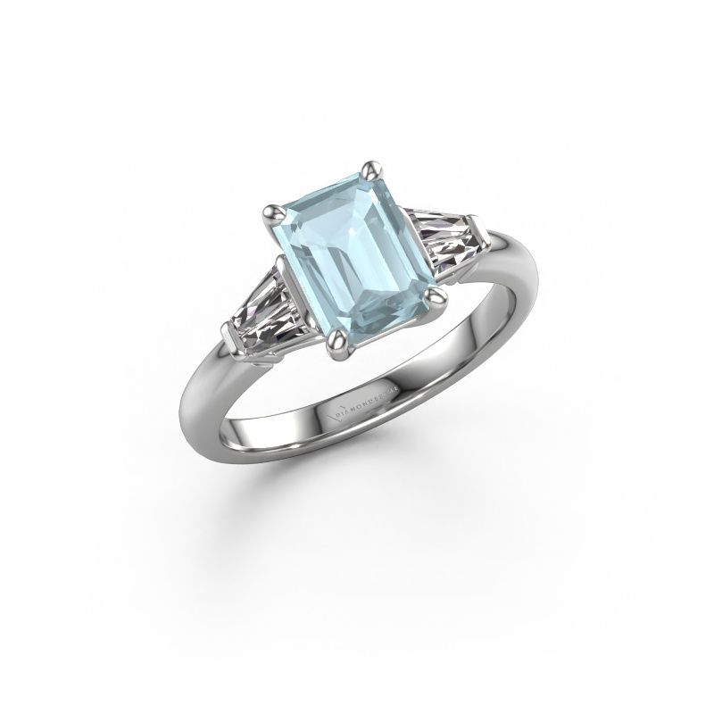 Verlobungsring Kina EME 950 Platin Aquamarin 8x6 mm
