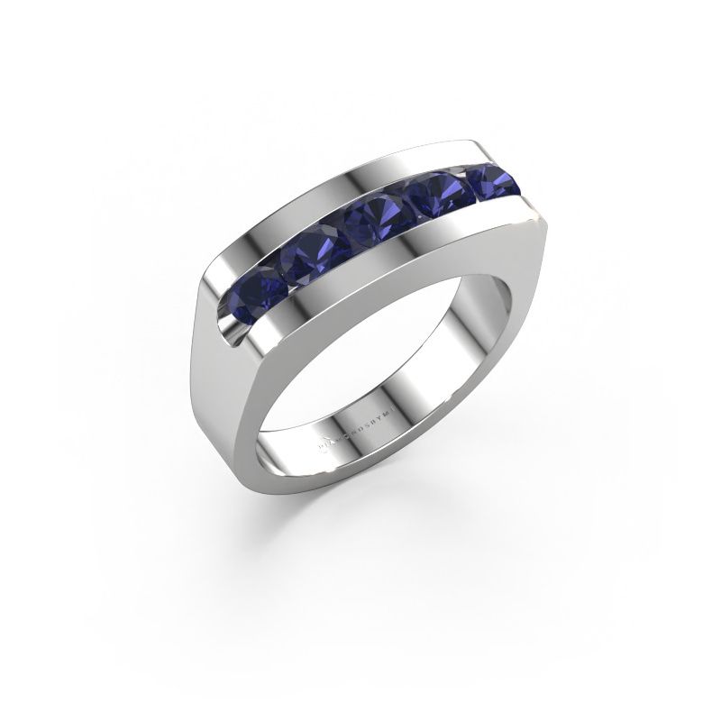 Herrenring Richard 585 Weißgold Saphir 4 mm