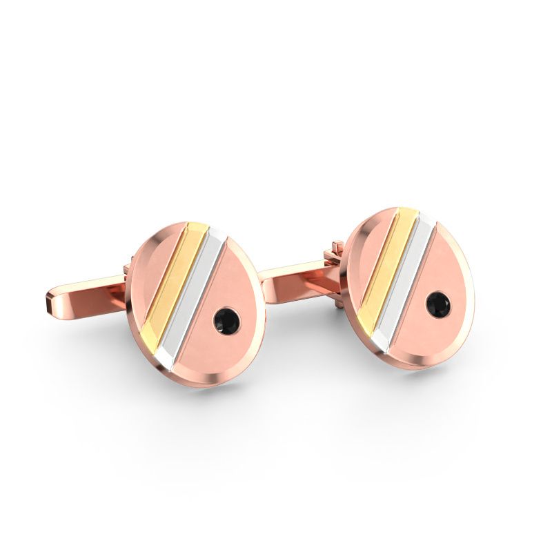 Manschettenknöpfe Wesley 585 Roségold Schwarz Diamant 0.192 crt