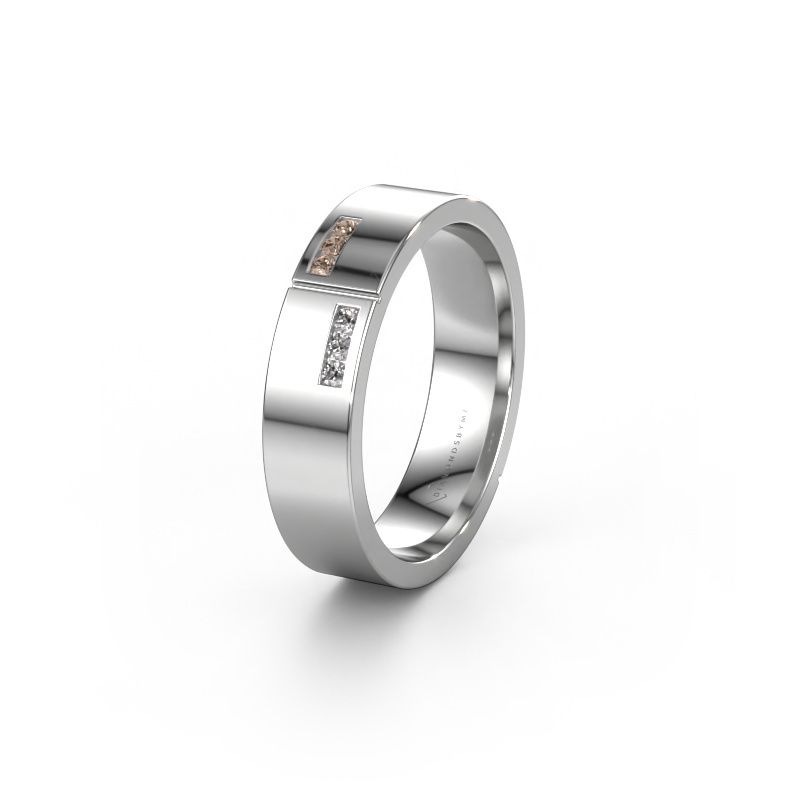 Trouwring WH1106L15AP 585 witgoud bruine diamant ±5 x 1,7 mm