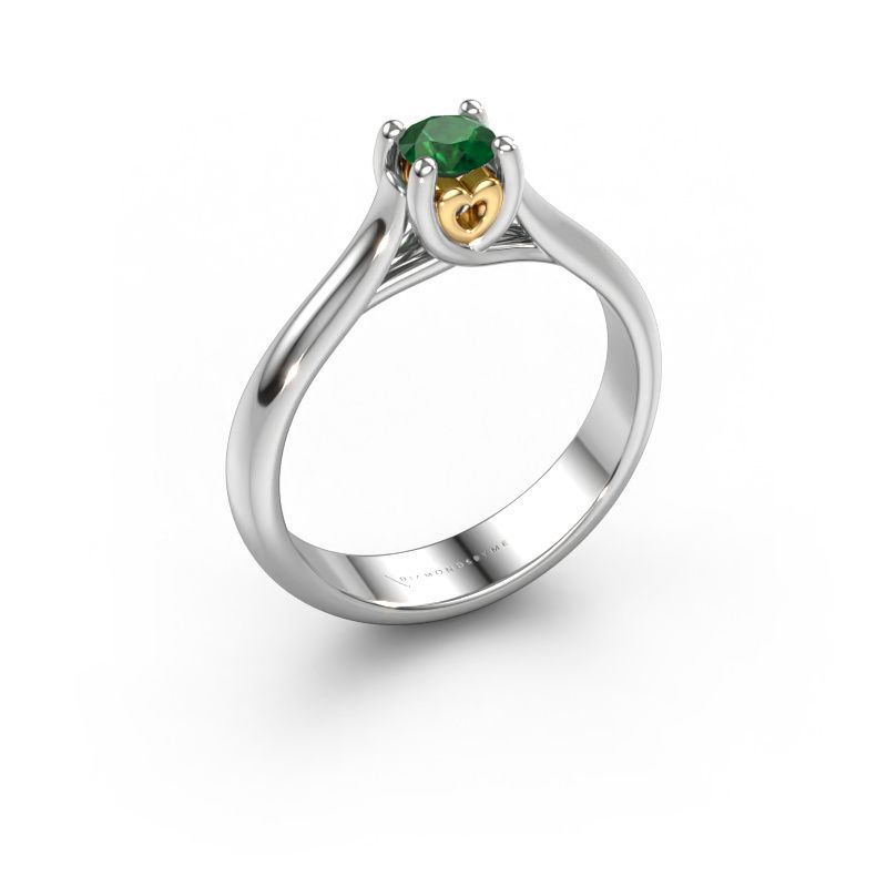 Engagement ring Nisa 585 white gold emerald 4.2 mm