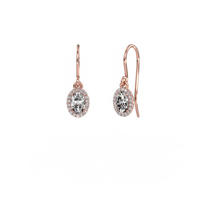 Drop earrings Seline 2 ovl 585 rose gold diamond 0.96 crt