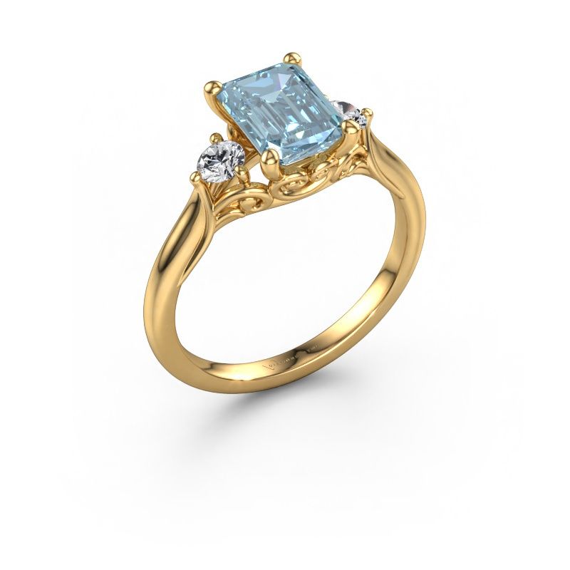 Engagement ring Laurian EME 585 gold blue lab grown diamond 8x6 mm