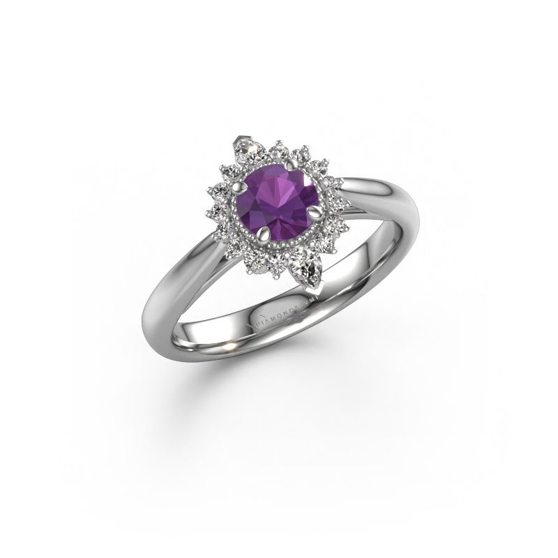 Verlovingsring Susan 950 platina amethist 5 mm