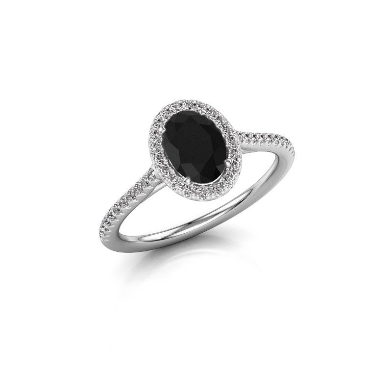 Image of Engagement ring seline ovl 2<br/>585 white gold<br/>black diamond 1.331 crt