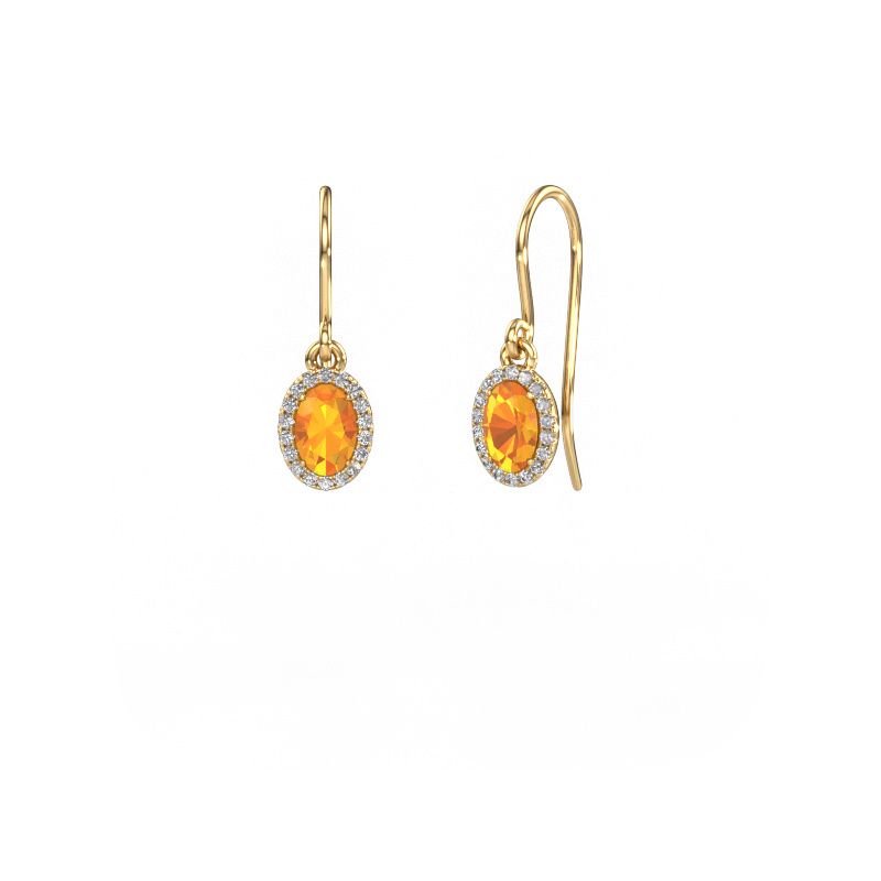 Drop earrings Seline 2 ovl 585 gold citrin 6x4 mm