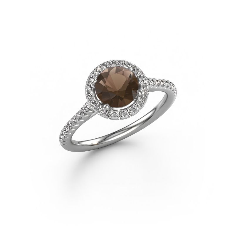 Verlovingsring Seline rnd 2 585 witgoud rookkwarts 6.5 mm