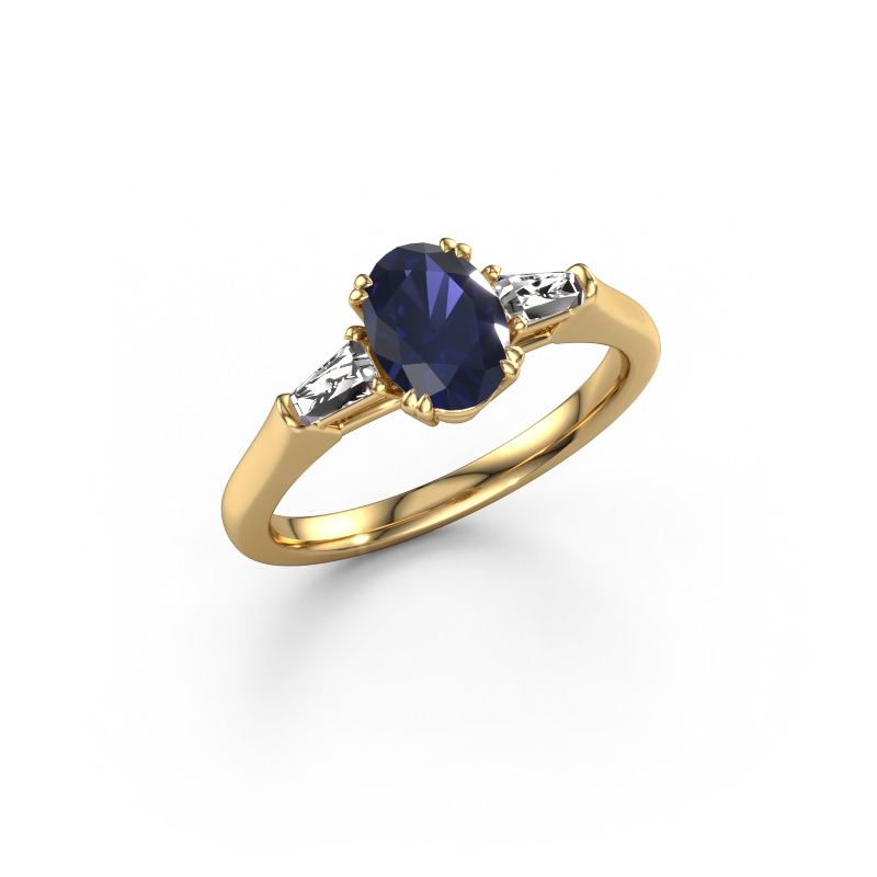 Verlovingsring Indy OVL 585 goud saffier 8x6 mm