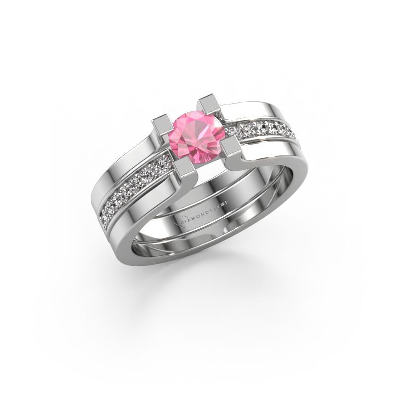 Bague de fiançailles Myrthe 950 platine saphir rose 5 mm