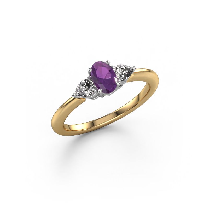 Engagement ring Chanou OVL 585 gold amethyst 7x5 mm