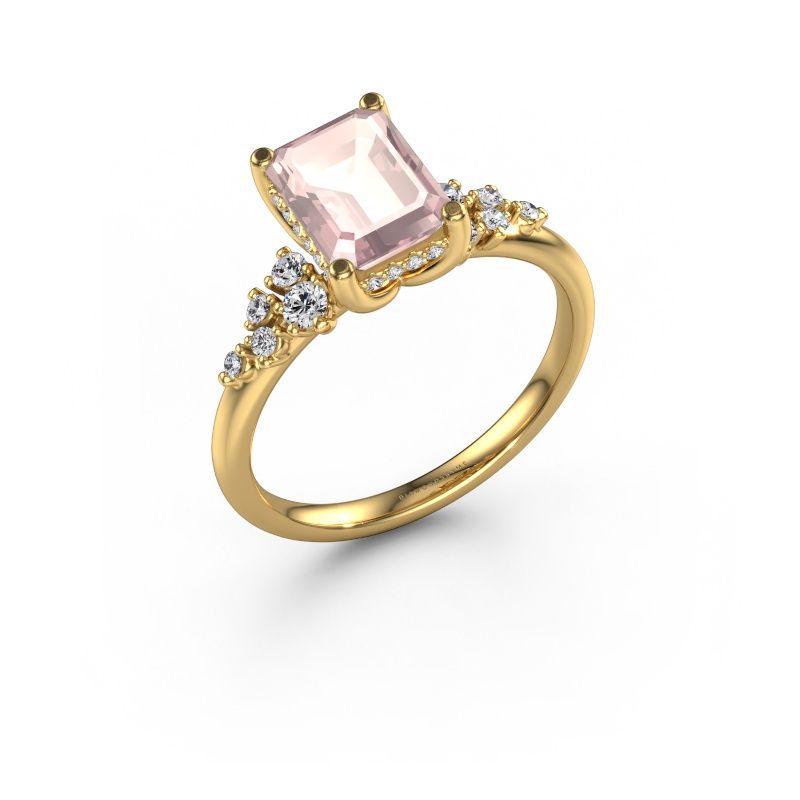 Engagement ring Emma EME 585 gold morganite champagne 8x6 mm