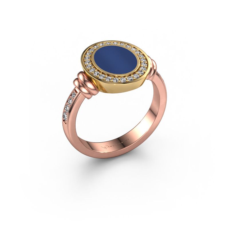 Signet ring Servie 1 585 rose gold lapis 10x8 mm