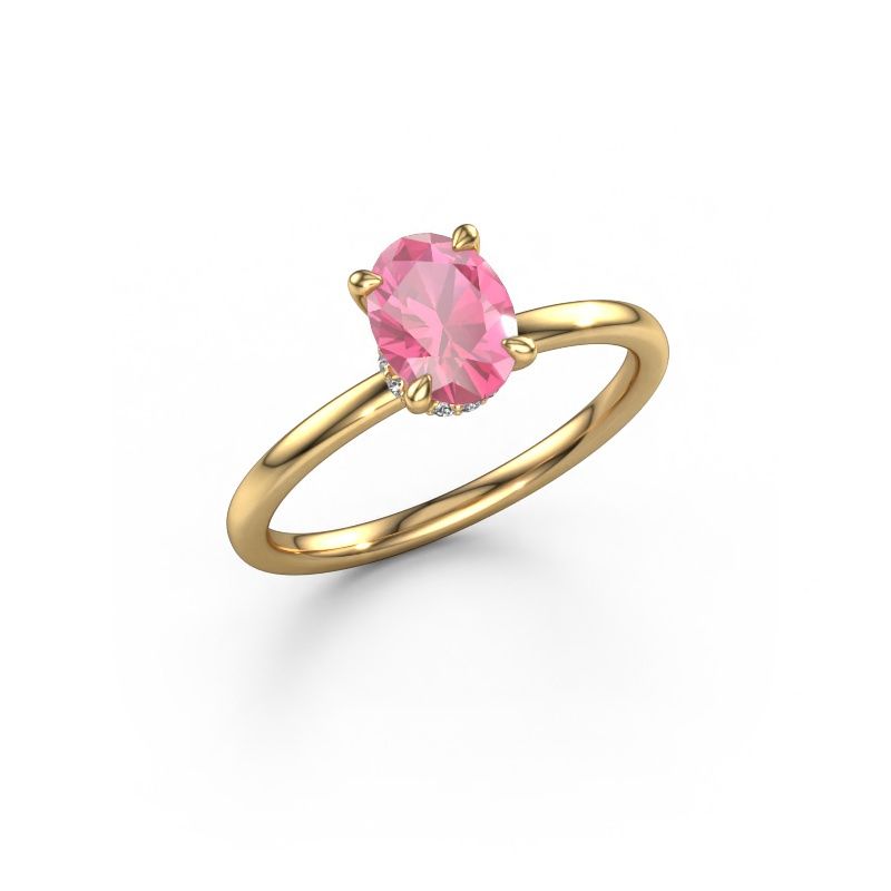 Engagement ring Crystal OVL 3 585 gold pink sapphire 7,5x5,5 mm