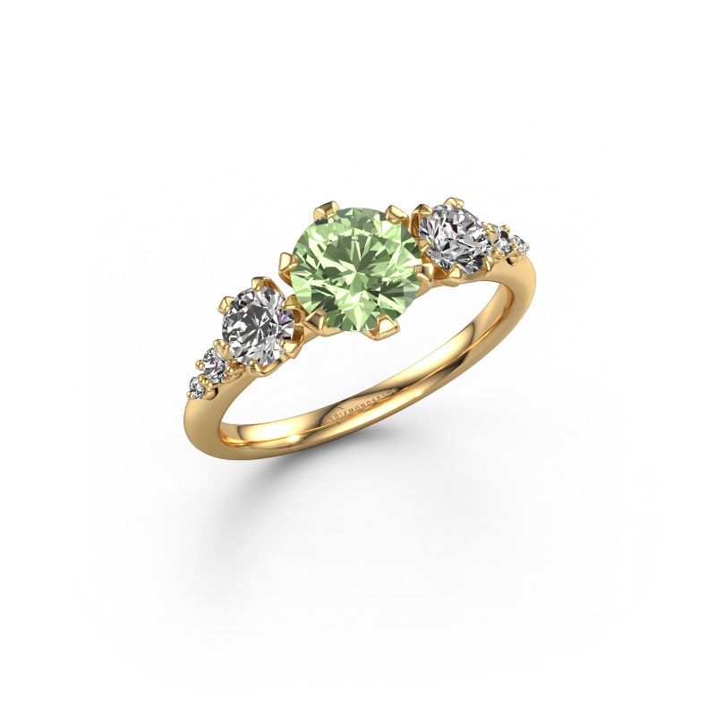 Engagement ring Aniek RND 585 gold green lab grown diamond 6.5 mm