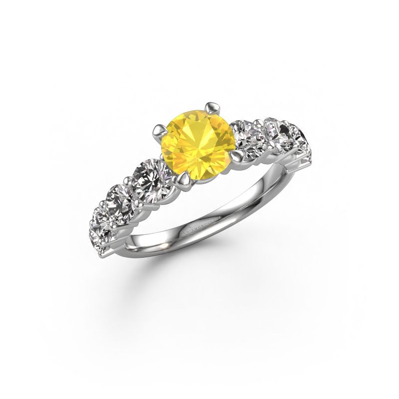 Verlobungsring Deja 950 Platin Gelb Saphir 6.5 mm