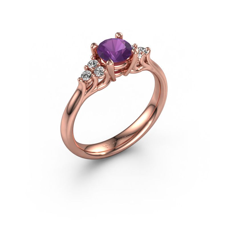 Verlovingsring Monika RND 585 rosé goud amethist 5.5 mm