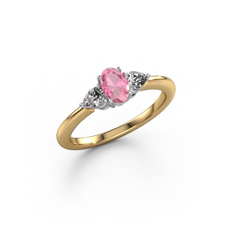Engagement ring Chanou OVL 585 gold pink sapphire 7x5 mm
