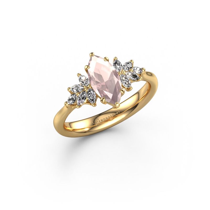 Engagement ring Fiona MRQ 585 gold morganite champagne 10x5 mm