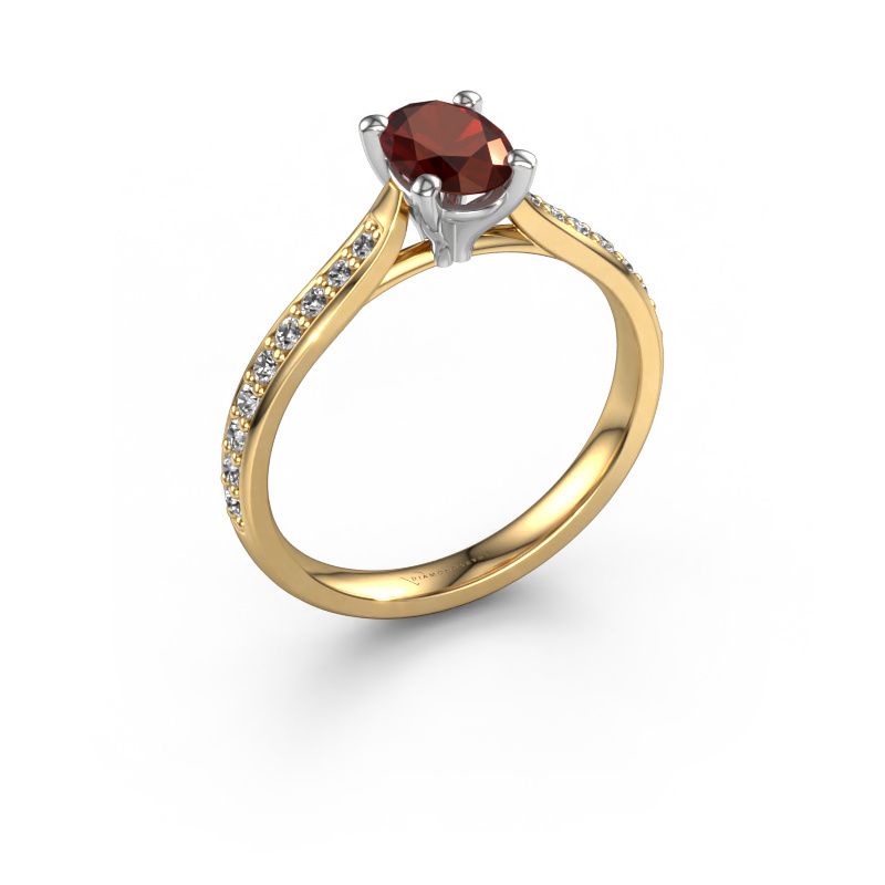 Bague de fiançailles Mignon OVL 2 585 or jaune grenat 7x5 mm
