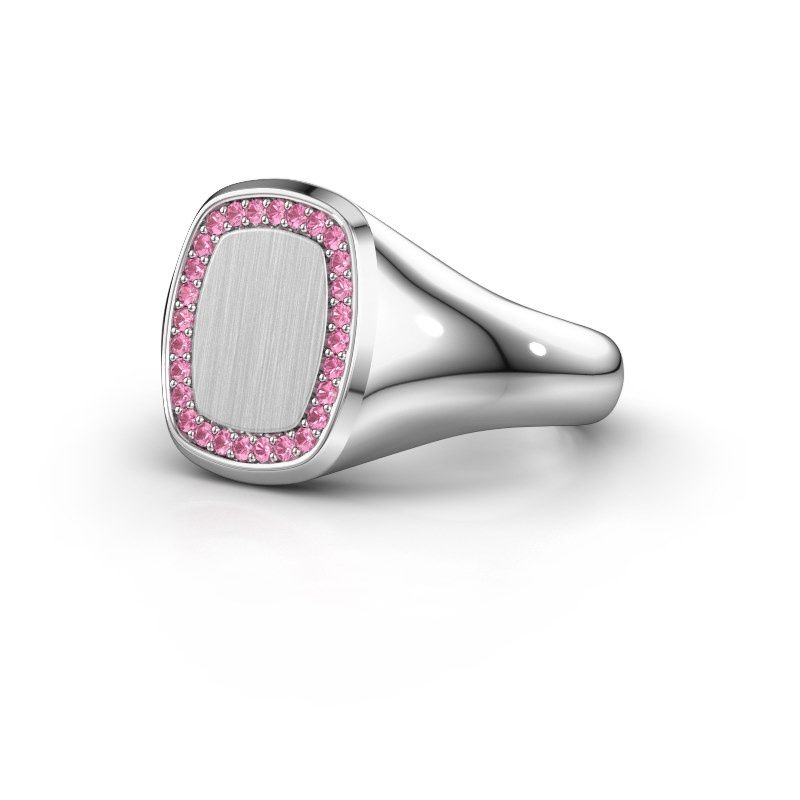 Image of Men's ring floris cushion 2<br/>585 white gold<br/>Pink sapphire 1.2 mm