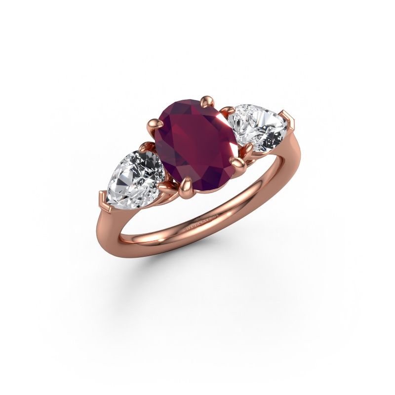 Engagement ring Carma OVL 585 rose gold rhodolite 9x7 mm