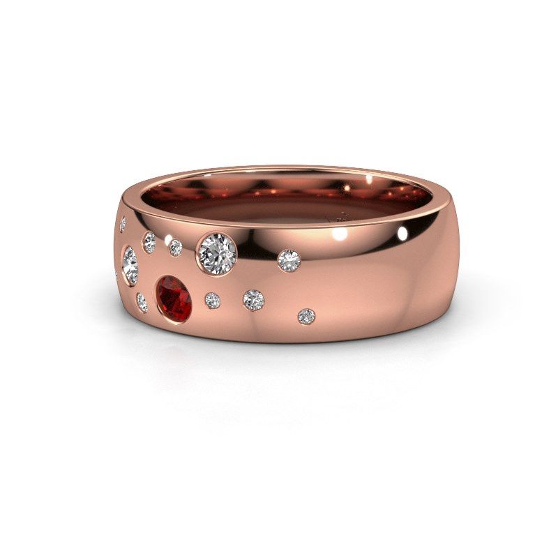 Image of Wedding ring WH0141L26BP<br/>585 rose gold ±7x2 mm<br/>Garnet