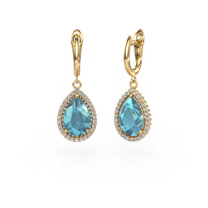 Ohrhänger Tilly per 3 585 Gold Blau Topas 12x8 mm