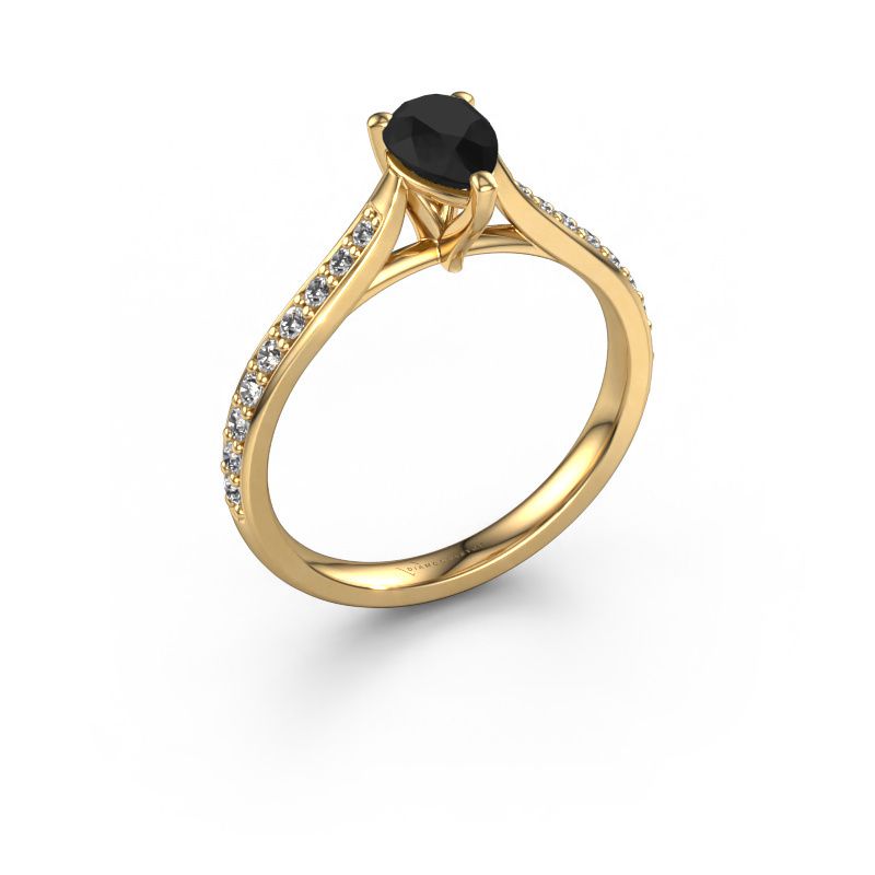 Bague de fiançailles Mignon PER 2 585 or jaune diamant noir 0.839 crt