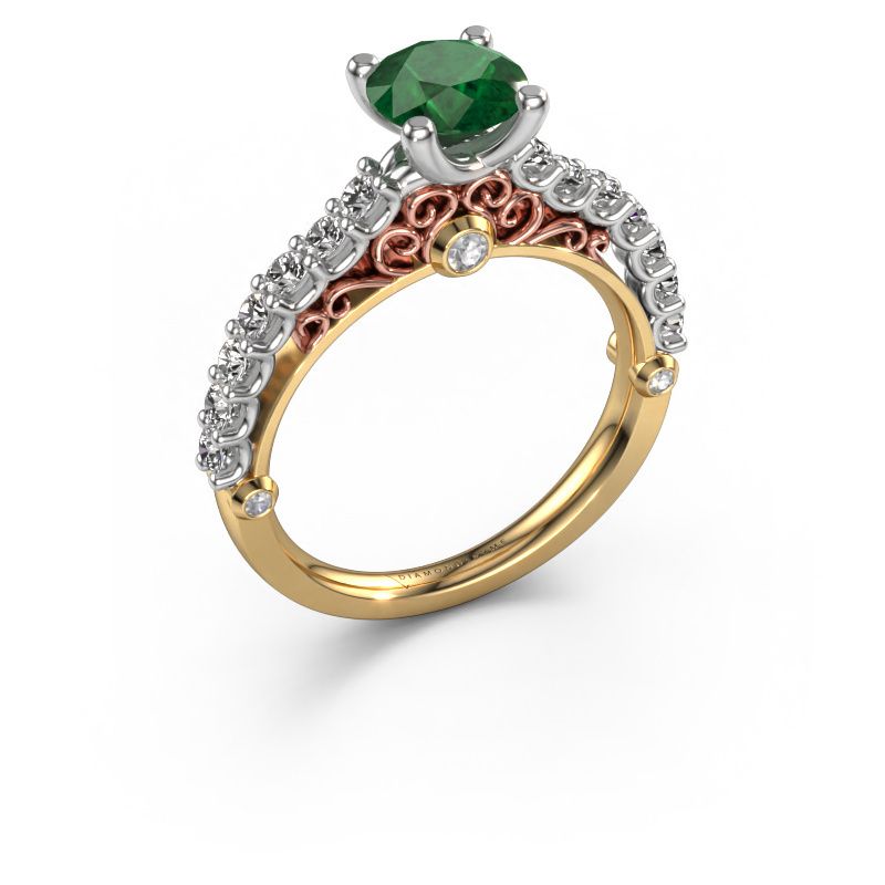 Engagement ring Shaunda 585 gold emerald 6 mm