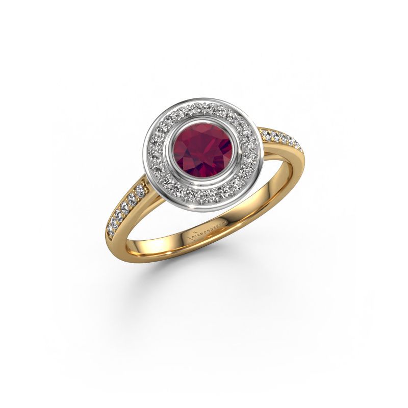Verlobungsring Noud 2 RND 585 Gold Rhodolit 5 mm