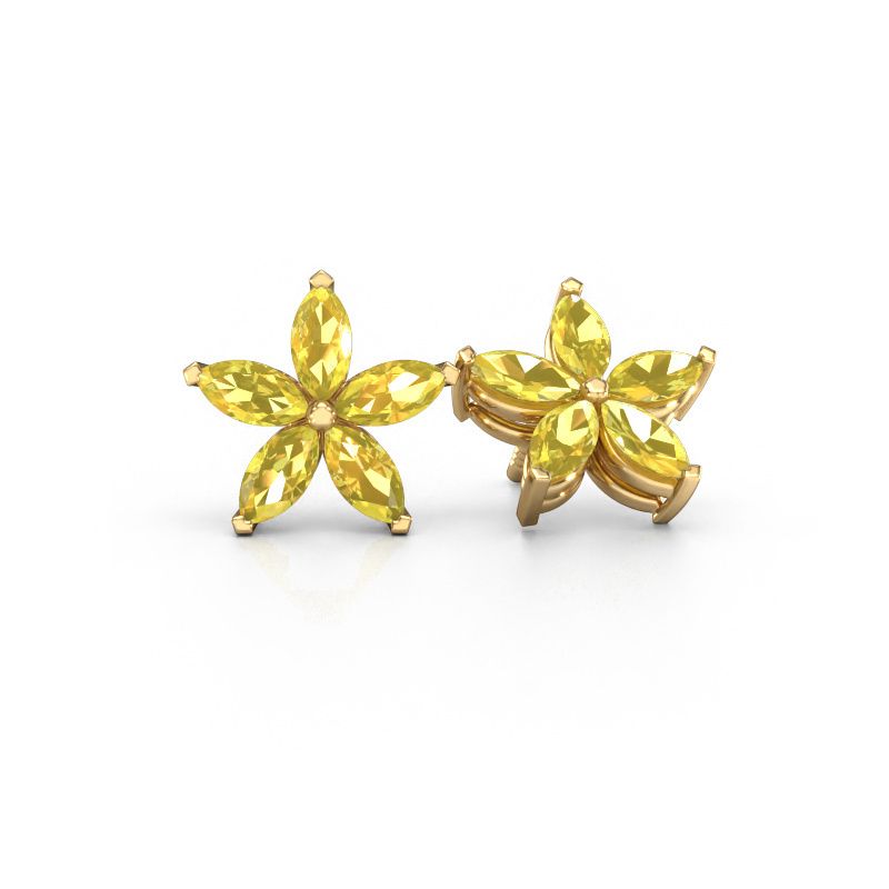 Stud earrings Sylvana 585 gold yellow sapphire 5x2.5 mm