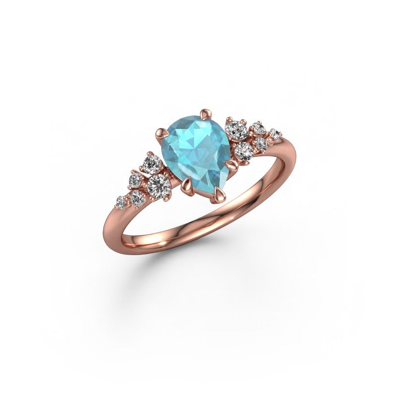 Engagement ring Royce PER 585 rose gold blue topaz 8x6 mm
