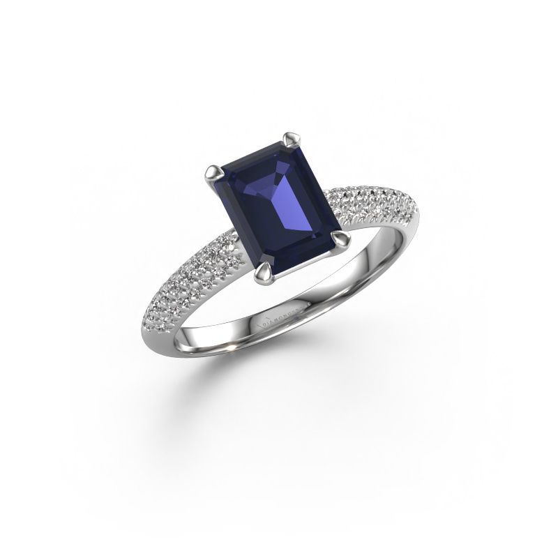 Engagement ring Morane EME 950 platinum sapphire 8x6 mm