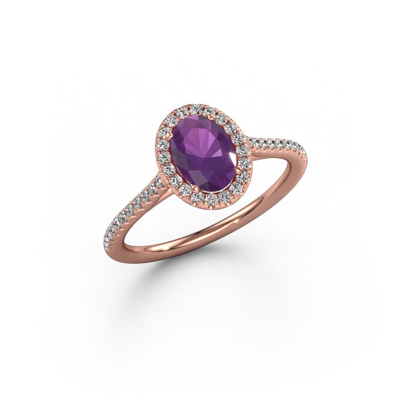 Bague de fiançailles Seline ovl 2 585 or rose améthyste 7x5 mm