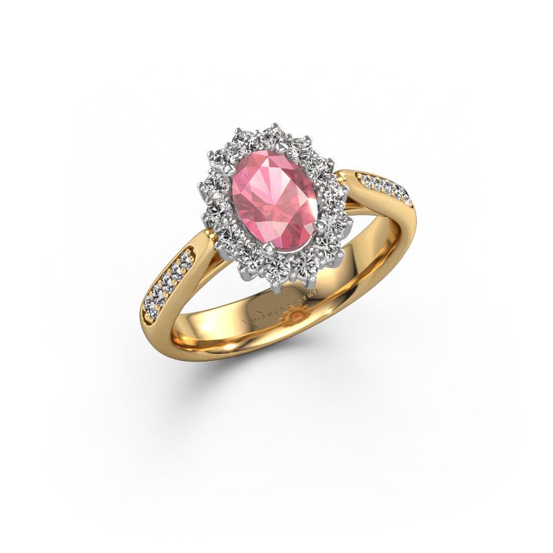Engagement ring Margien 2 585 gold tourmaline pink 7x5 mm