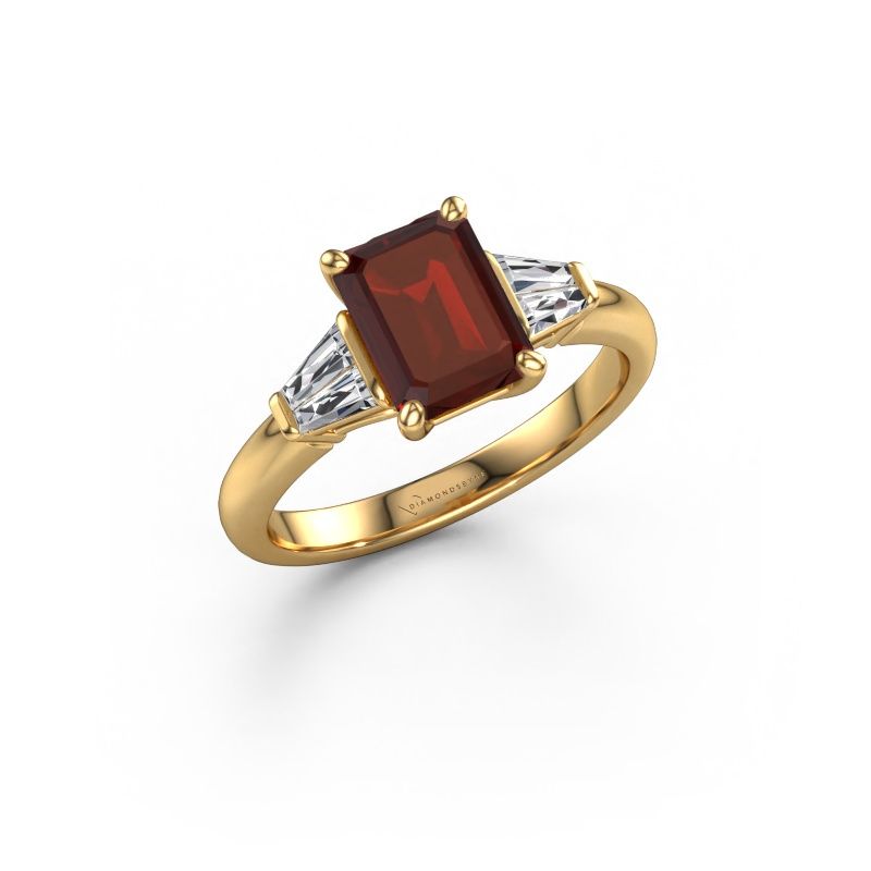 Anello di fidanzamento Kina EME 585 oro granato 8x6 mm