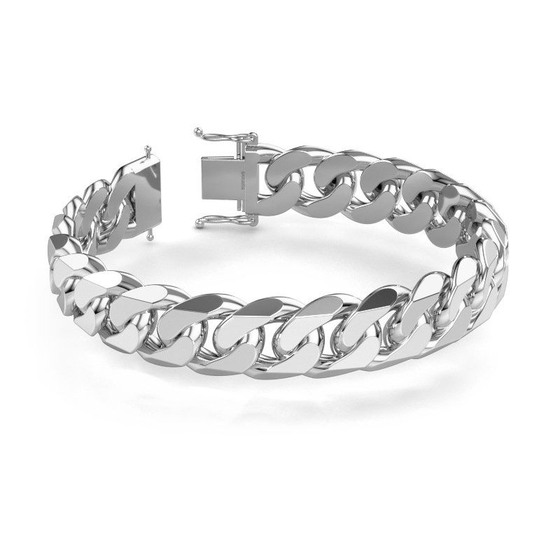Cuban cuban link bracelet ±0.6 in (15 mm) 585 white gold