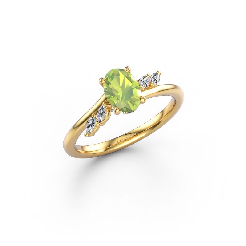 Engagement ring Rosalee OVL 585 gold peridot 7x5 mm