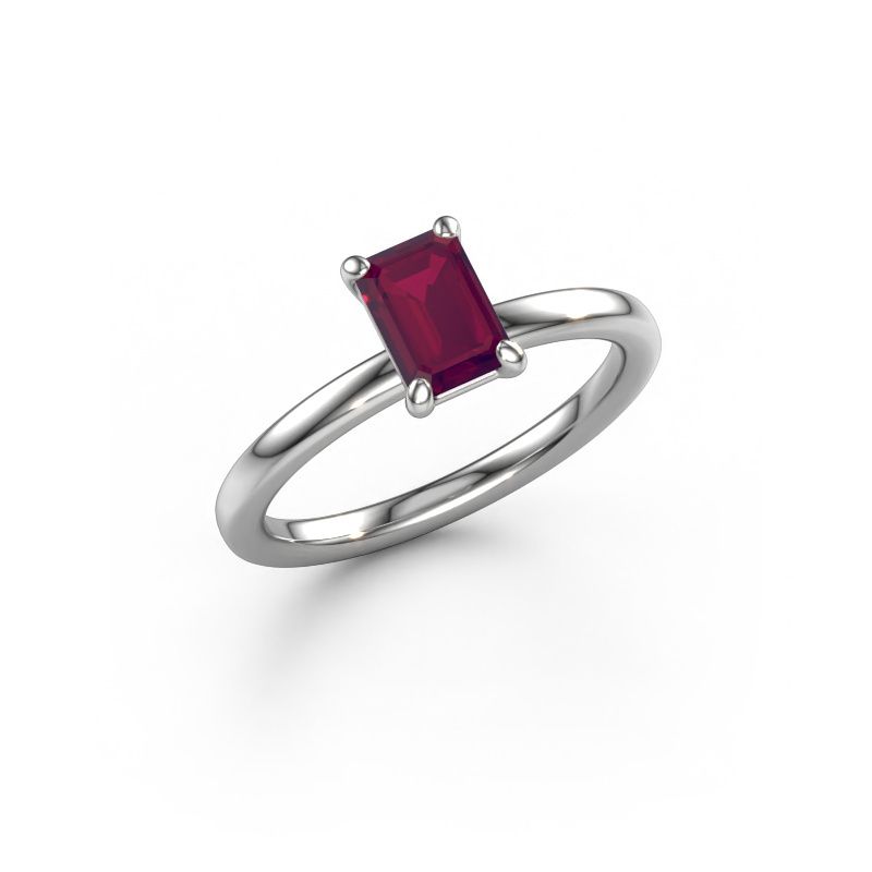 Bague de fiançailles Simone EME 1 585 or blanc rhodolite 6.5x4.5 mm
